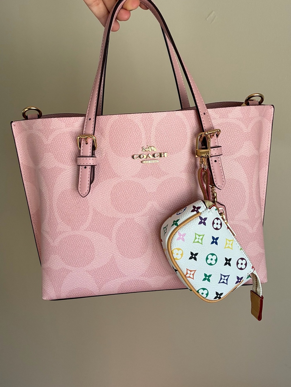White Multicolor Monogram Mini Bag Charm